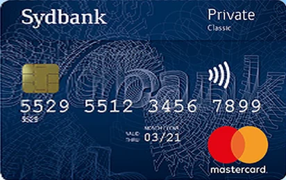 Sydbank Mastercard Private Classic uden rejseforsikring, kortets forside