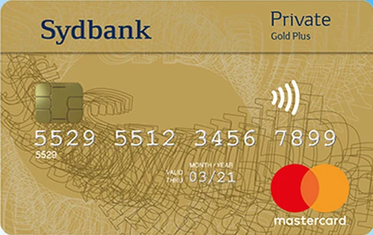 Sydbank Mastercard Private Gold Plus, kortets forside