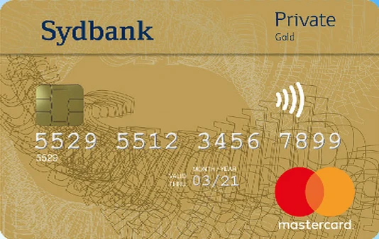 Sydbank Mastercard Private Gold, kortets forside