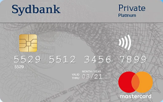 Sydbank Mastercard Private Platinum, kortets forside